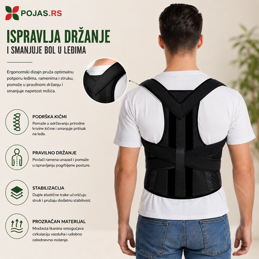 Pojas za Kičmu za Pravilno Držanje - Crni